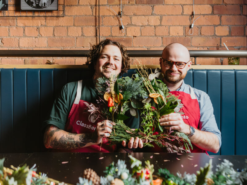 friends at a christmas making class